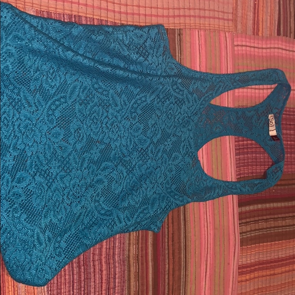 Blue tank top see through